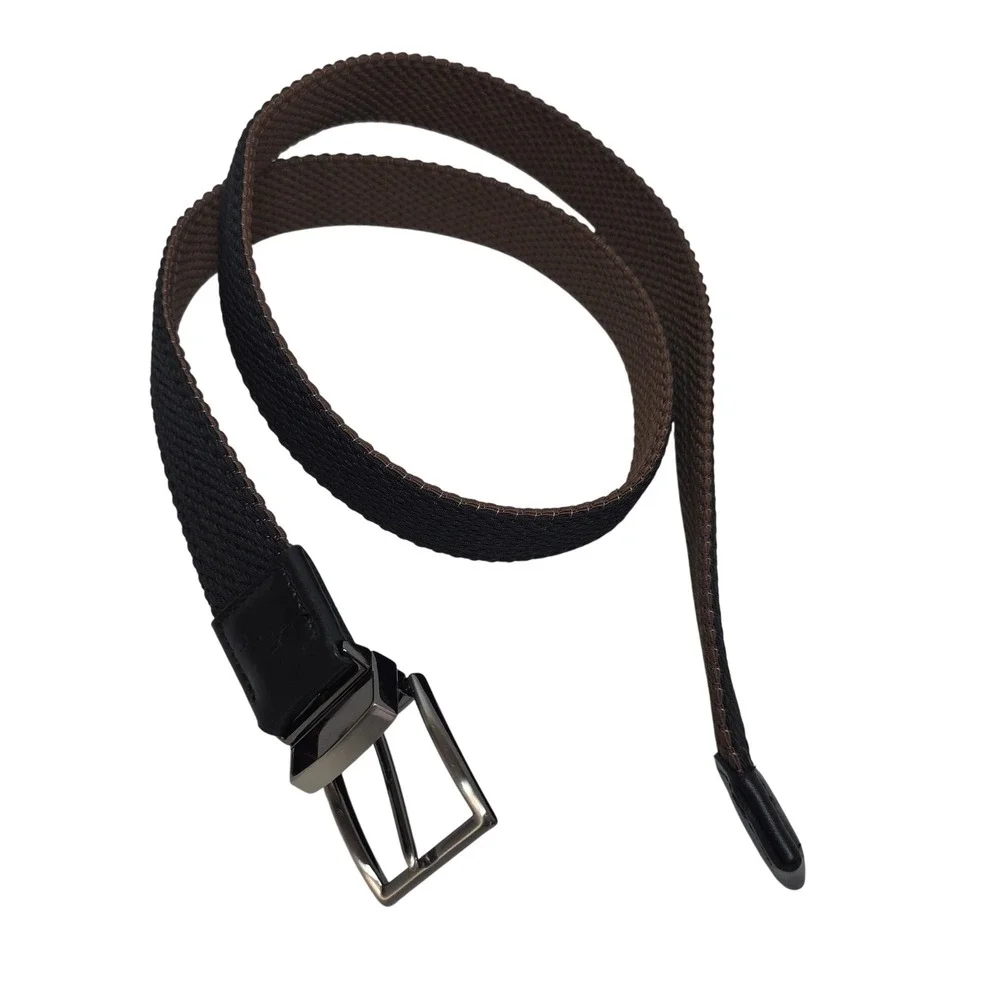 Tommy Bahama‎ Reversible Belt Mens LXL Brown Black Canvas Leather Trim Buckle